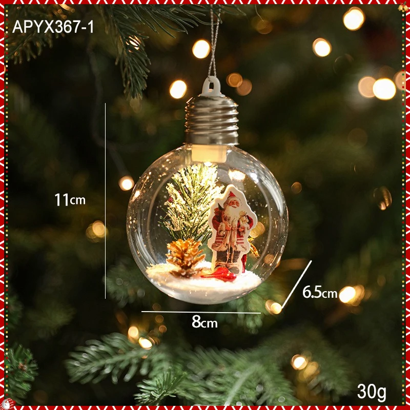8CM Christmas Ball Santa Claus Pendant with Light Transparent Hanging Ball Christmas Tree Pendant for Christmas Decoration Ball - Image 5