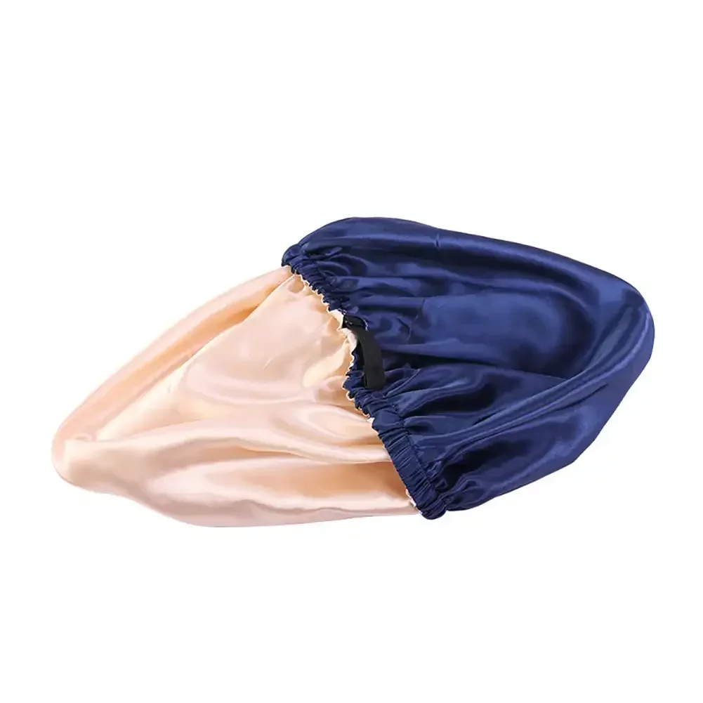 New Women Large Satin Bonnet Silky Night Sleeping Cap Adjusting Button Night Hat Beauty Salon Hair Care Hat Bathroom Products