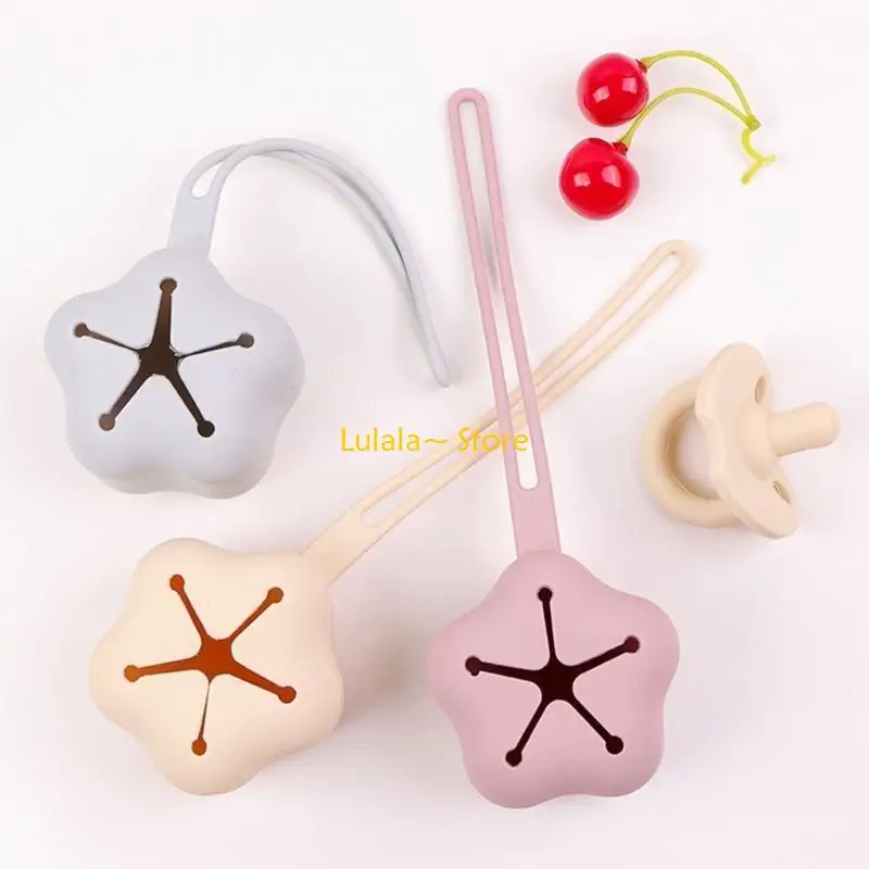 

Y4QA Colorful Pacifier Holder Case Silicone BPA Eco-Friendly Durable