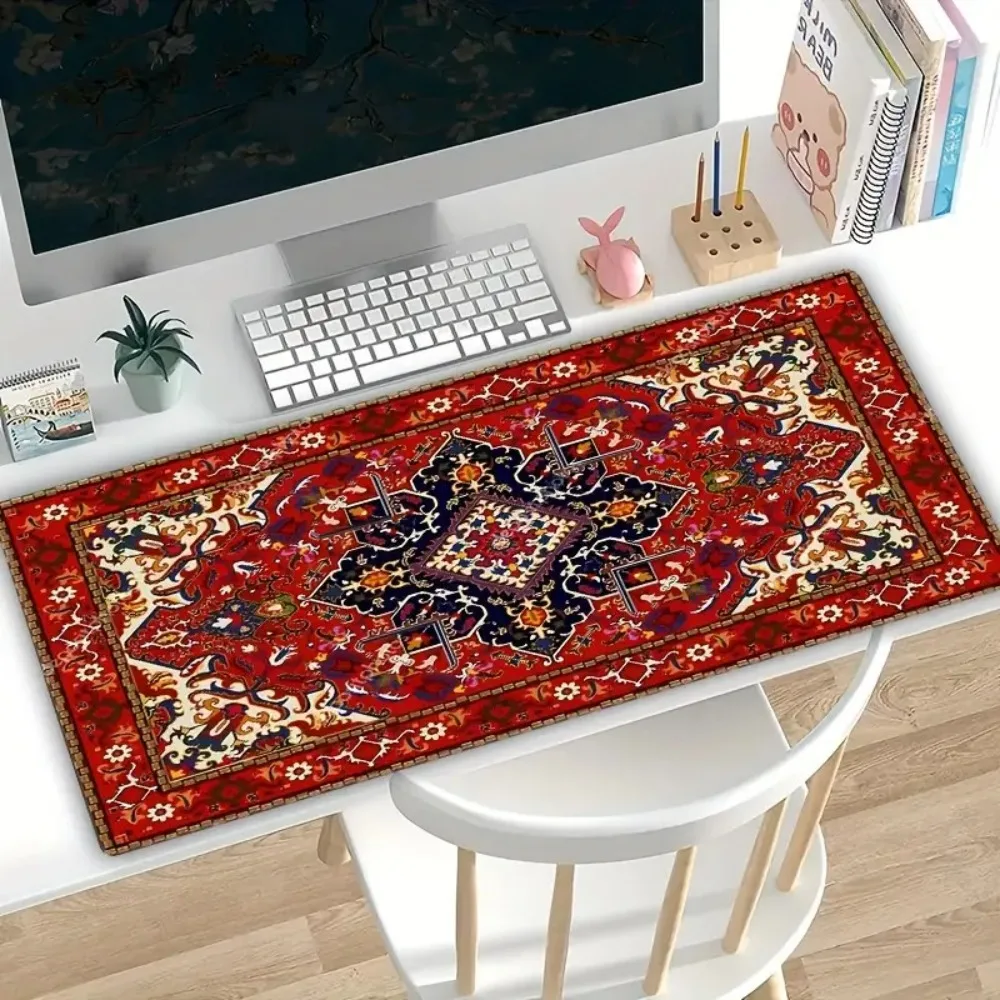 Vintage Chinese Style 1PCS Extra Large Desk Mat, Non-Slip Rubber Base Gaming Keyboard Pad, Durable Computer Mouse Pad for PC