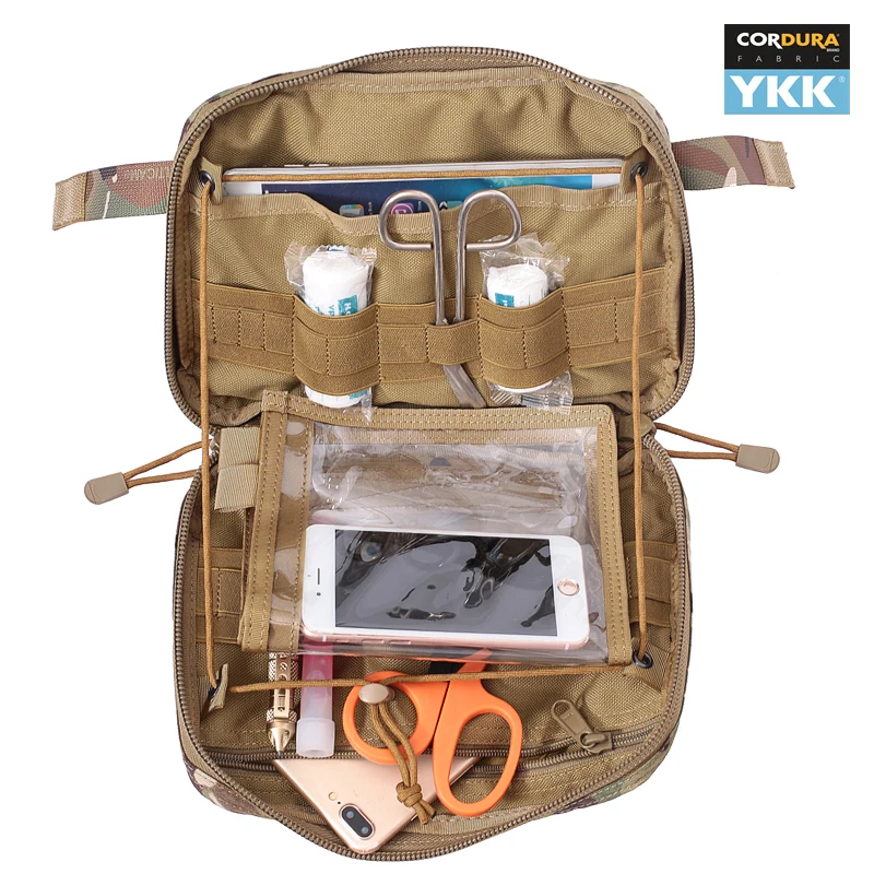 Bolsa de emergência médica ao ar livre, 500D Nylon, Tactical Military Bag, Utility Multi-tool Kit, Molle EDC Acessório, Admin Modular Map Pouch