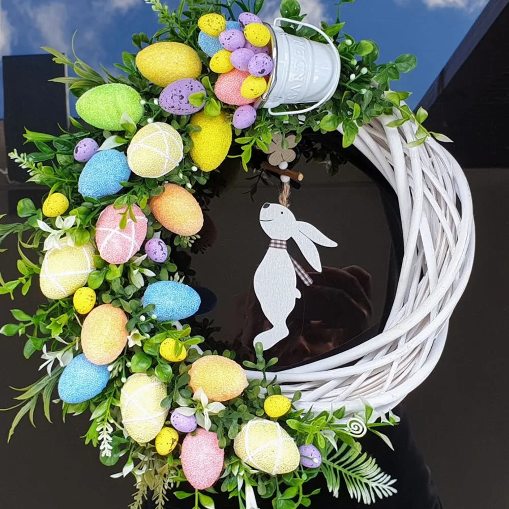 Easter Artificial Wreath Reusable Hanging Garland Decoration Party Decor Atmosphere Decorative Garland for Shopping Mall Outdoor