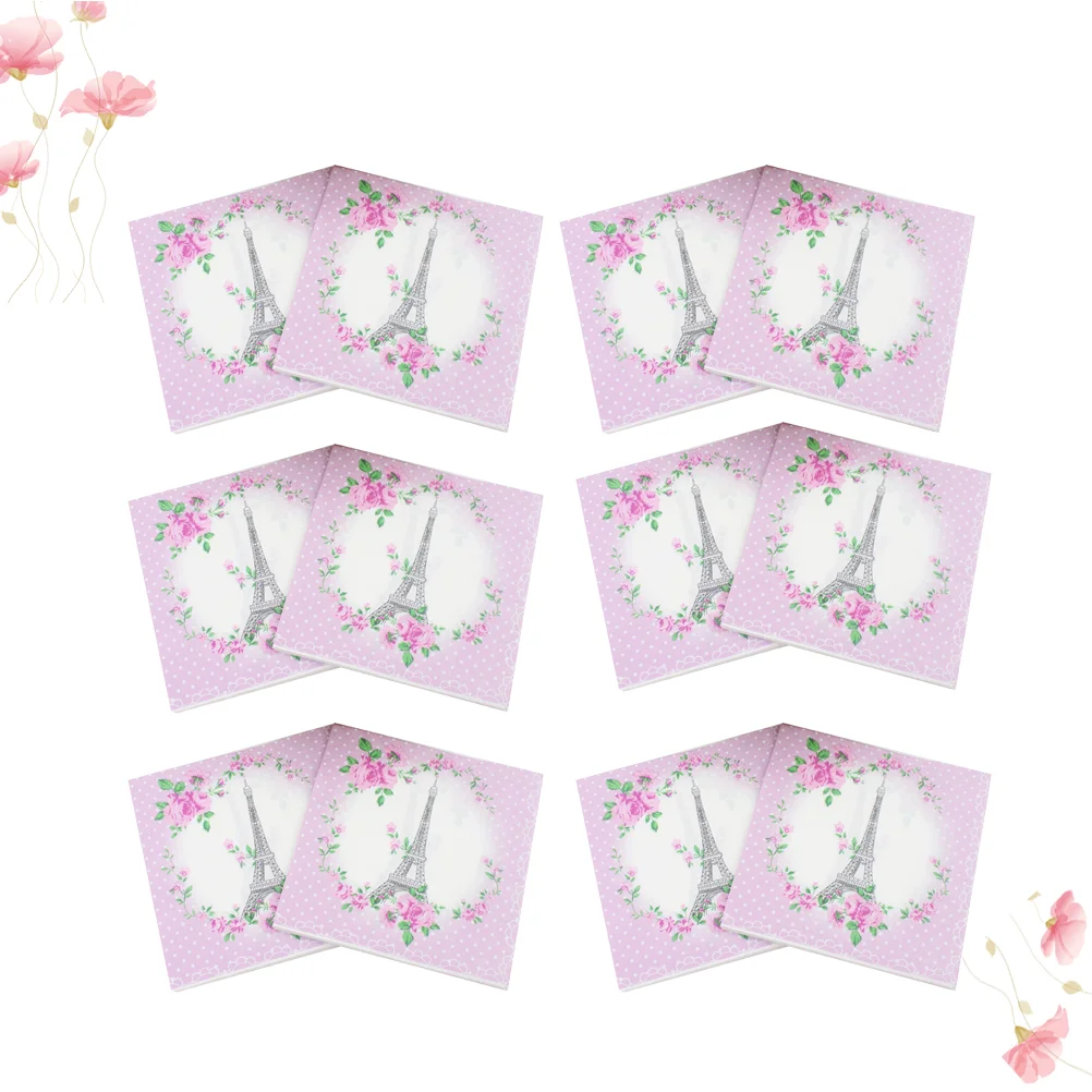 Serviettes décoratives en papier, imprimées, motif floral, cocktail, pour invités, fête, 40 pièces