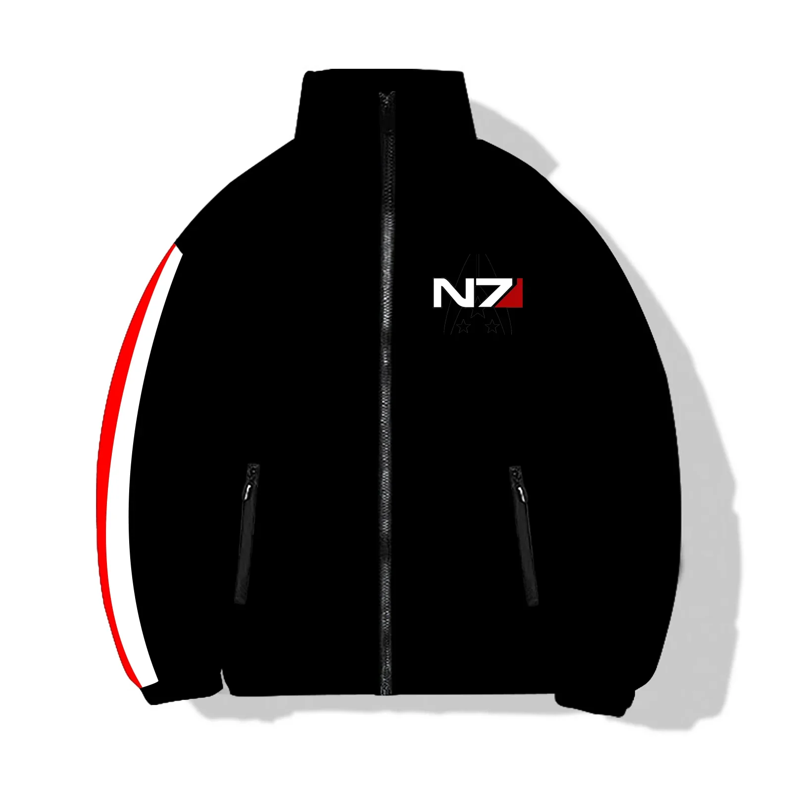 남성용 코스프레 N7 매스 이펙트 퍼퍼 자수 겨울 코트, 남성 2024 패션 겨울 코트, 멋진 코트 및 재킷 패딩, 신제품