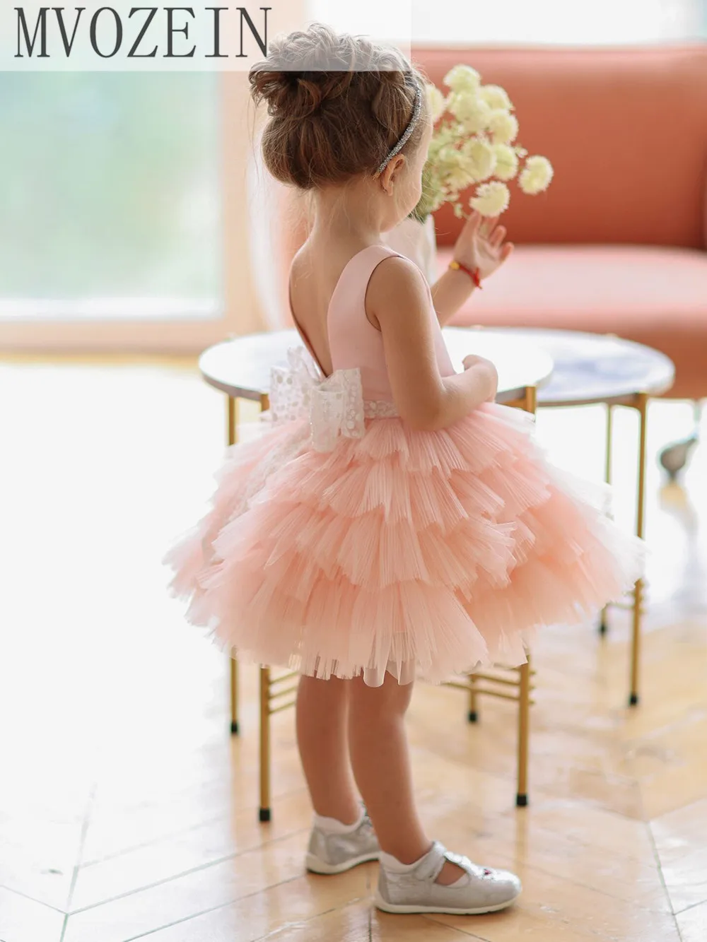 Pink Girl Dress Wedding Party Dress Layers Skirt Bow Kid Child Party Dress Birthday Gift Puffy Princess Dress Flower Girl Dress