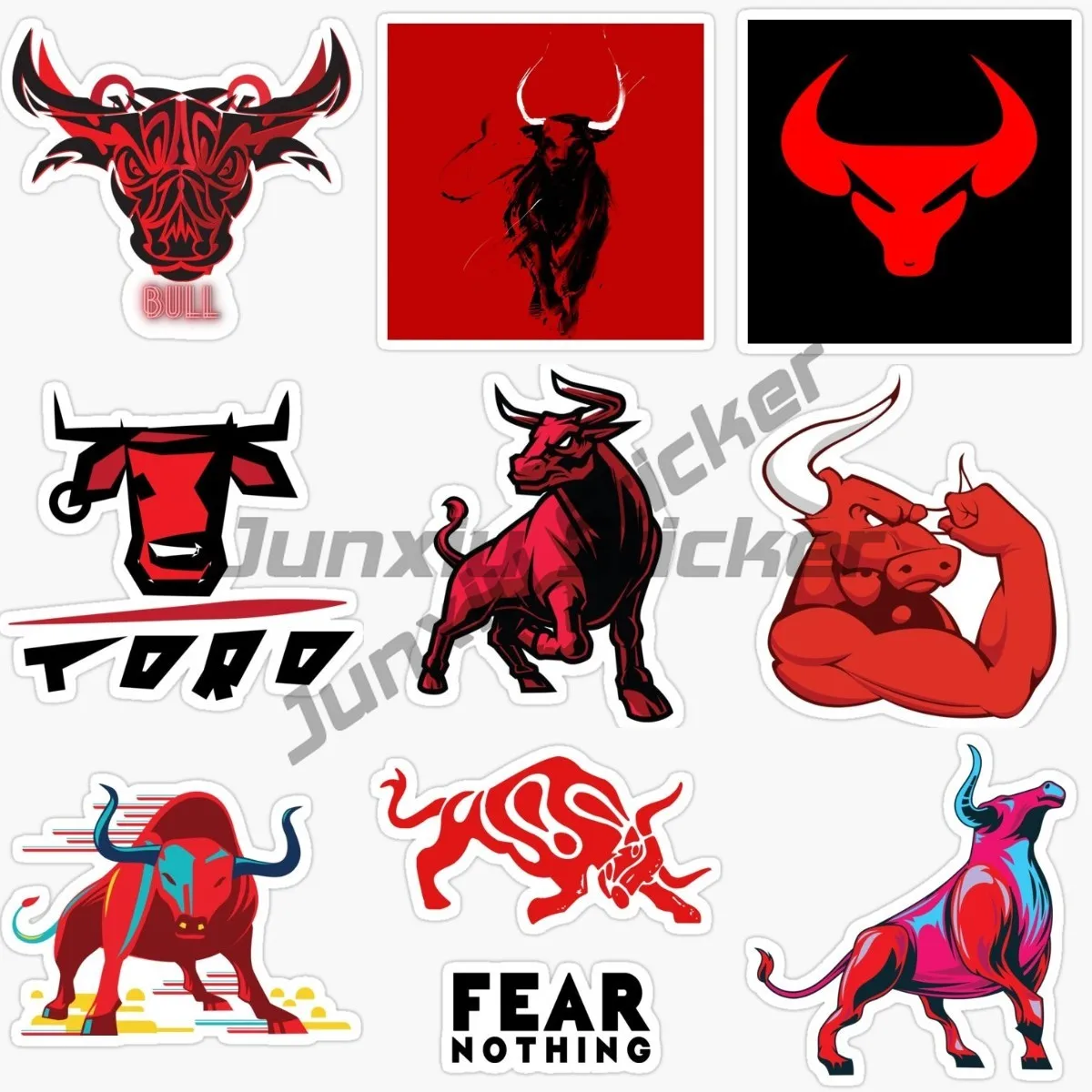 Angry Red Bullfight Funny Car Sticker and Decal Vinyl Waterproof Auto Motorcycle Bicycle Car Sticker