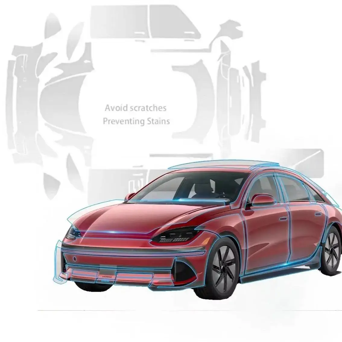 

Для Hyundai Loniq 6 2020-2025 ТПУ бампер капот устойчивая к царапинам самовосстанавливающаяся защитная пленка для краски невидимая предварительно вырезанная PPF ﻿ Комплект