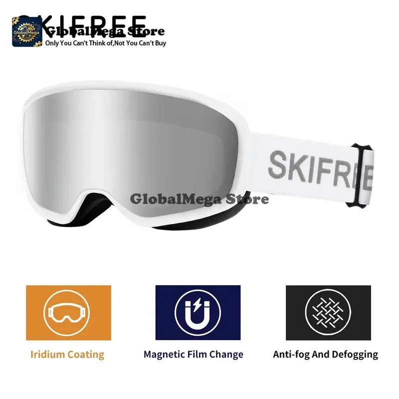 SKIFREE R1 Ski Goggles Asian Fit Anti-Fog HD Lens Magnetic OTG Snowboard Glasses for Men Women Rental Use
