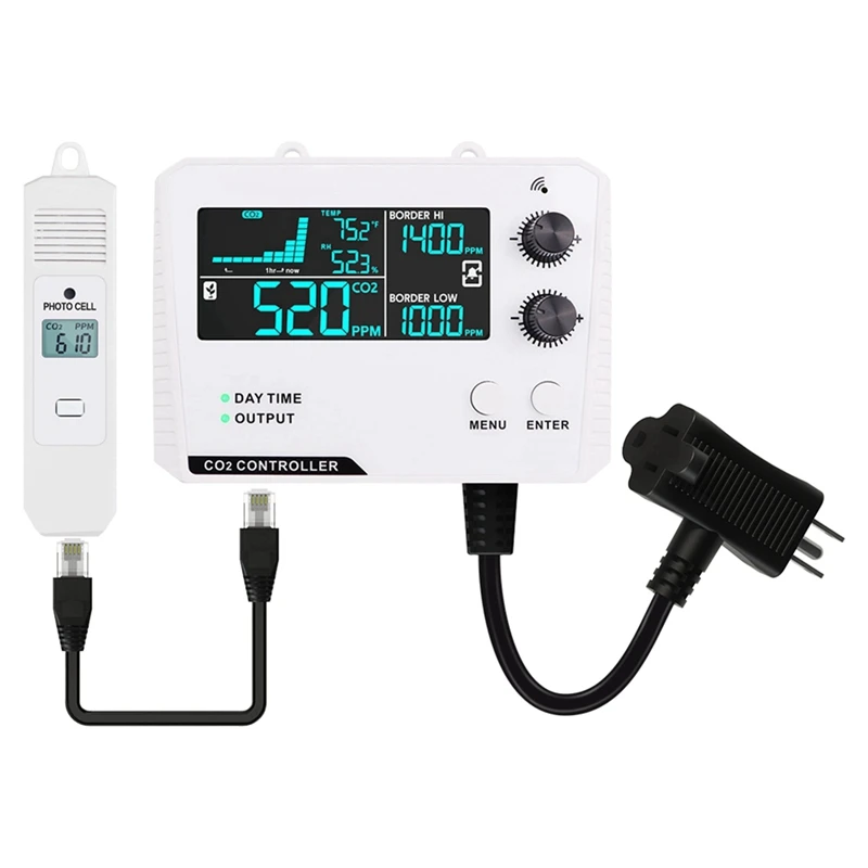 Best-Carbon Dioxide Controller Single Channel Split Probe CO2 Monitor CO2 Pressure Reducer Valve For Greenhouse US Plug