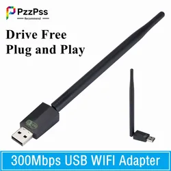 PzzPss Mini USB WiFi Adapter LAN Wi-Fi Receiver 300Mbps WIFI Adapter Wireless Network Card Play and Play For PC Windows