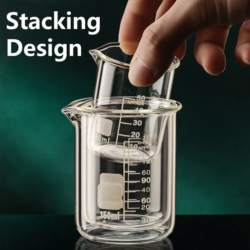 50/1000ML 2PCS Glass Measuring Cup Durable Clear Scale Jugs Heat-resisting Laboratory Beaker Kitchen Baking Liquid Container