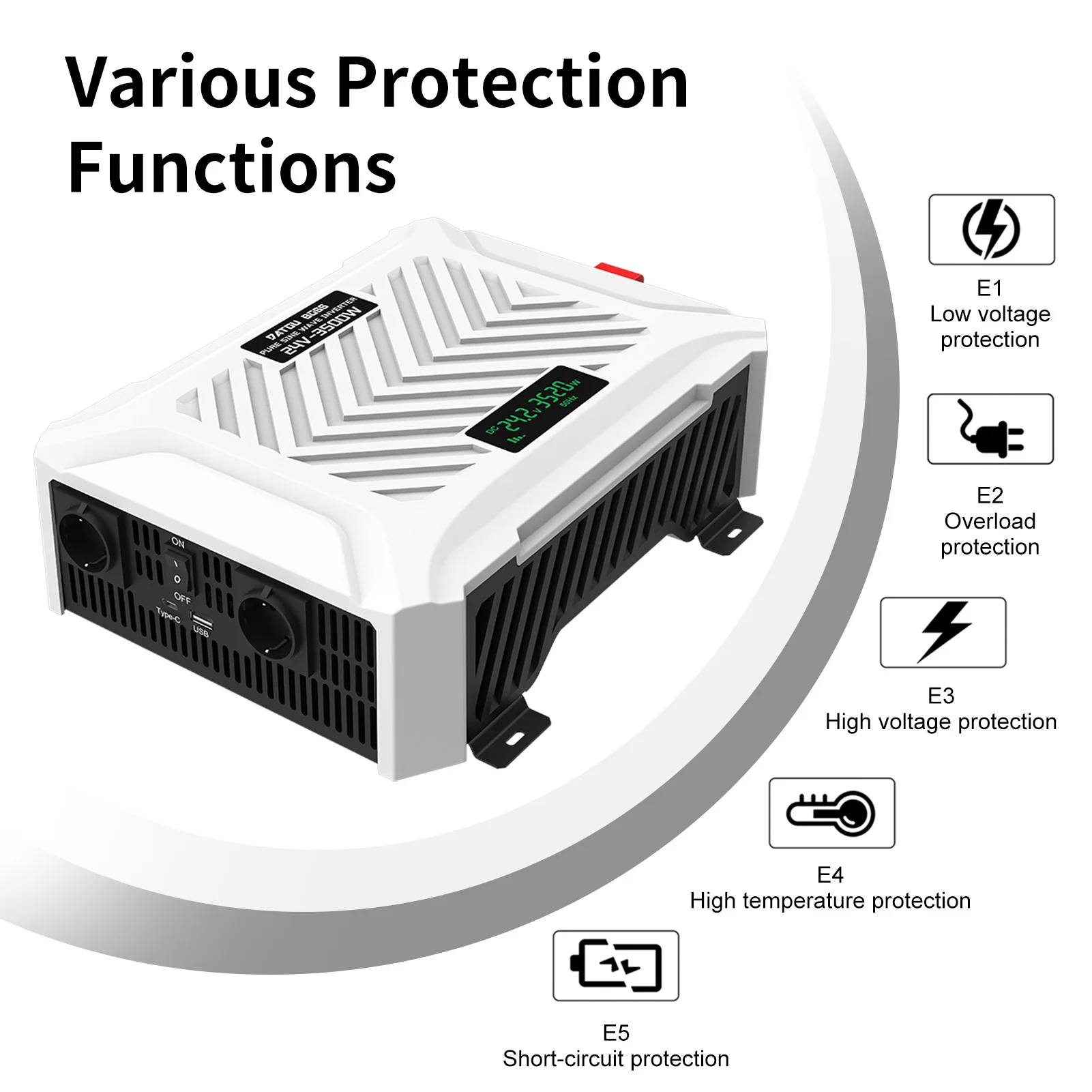 DATOUBOSS Eu Stock Portable Single DC AC Output Home Voltage 3500W 24V Pure Sine Wave Car Inverters & Converters