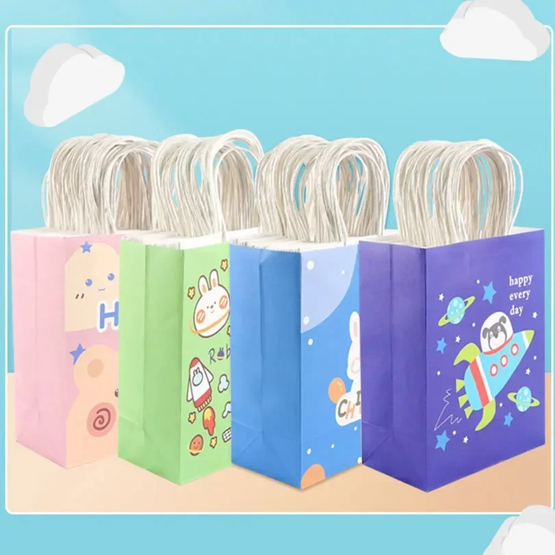 Bulk Cartoon Paper Bag with Handles Perfect Solution for Baby Shower Birthday Parties Gifts Restaurant Takeouts Shopping Retail