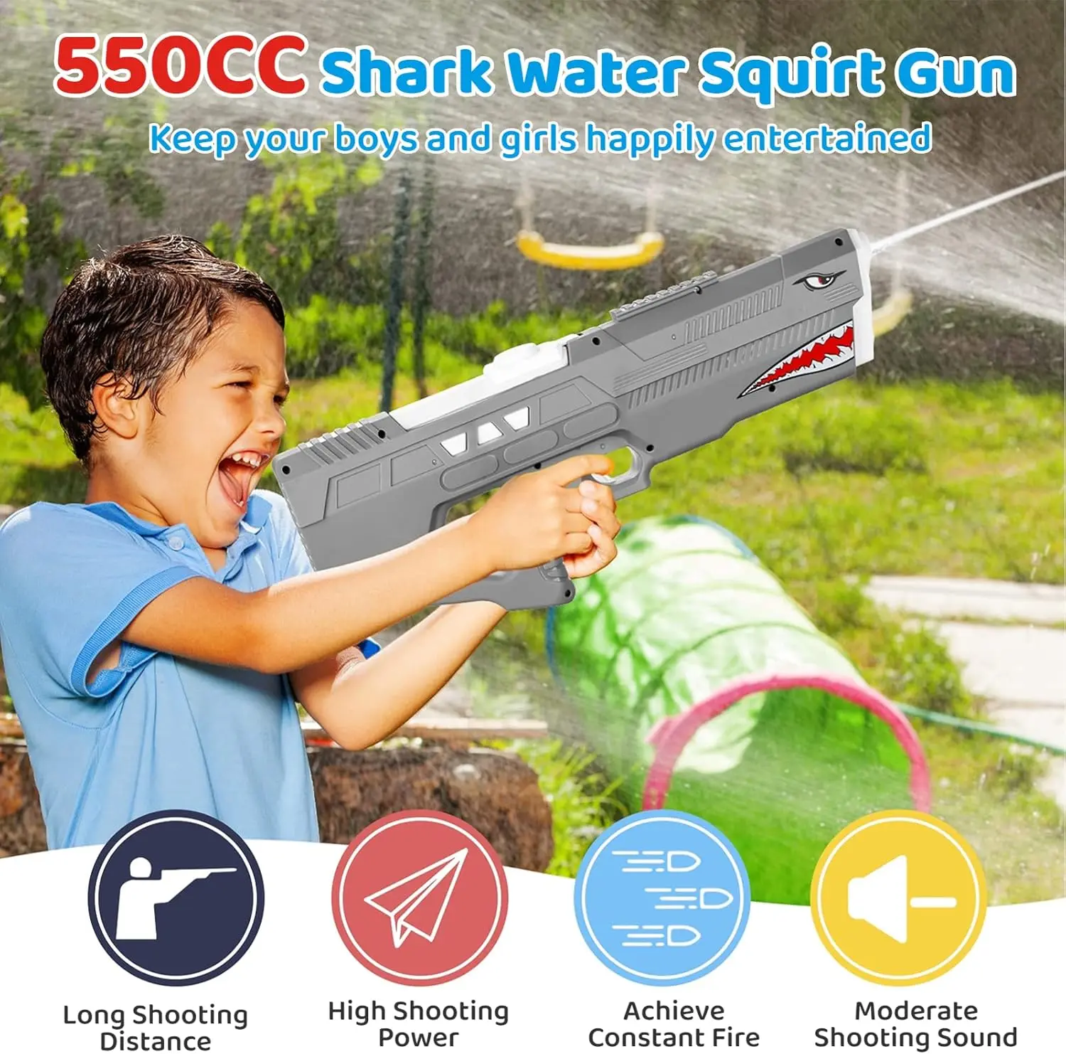 子供と大人のための水鉄砲、水鉄砲、電動水鉄砲、プールやビーチでの夏の水遊びおもちゃ（男の子向け）