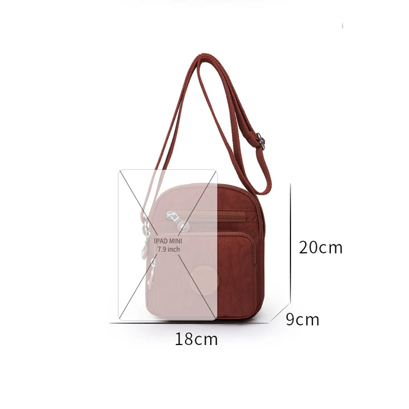 Women Mini Shoulder Bag 2024 New Waterproof Nylon Vertical Phone Purse Multilayers Messenger Bag Small Crossbody Bags for Women