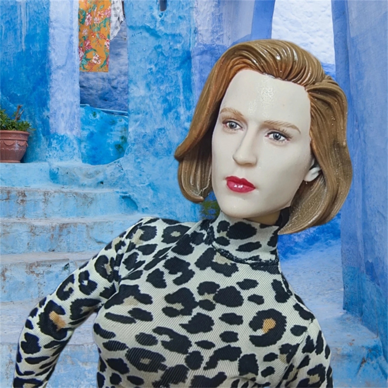 

1/6 Gillian Anderson Agent Girl Head Carved Pale Skin DIY 12'' Action Figure