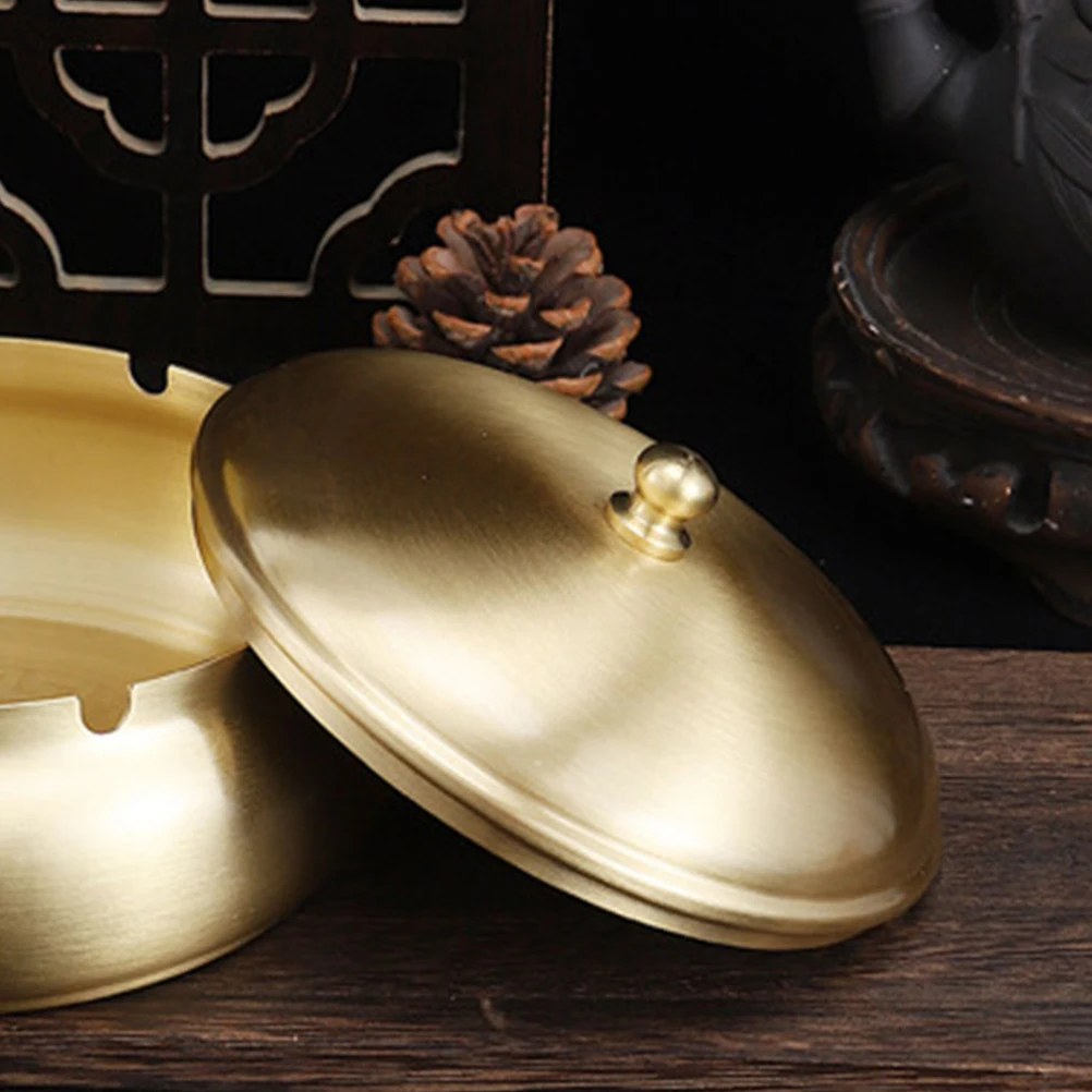

Brass Ashtray Lid Copper Cover For Indoor Outdoor Use Elegant Storage Jar Accessory Smoke Proof Cigarette Tray