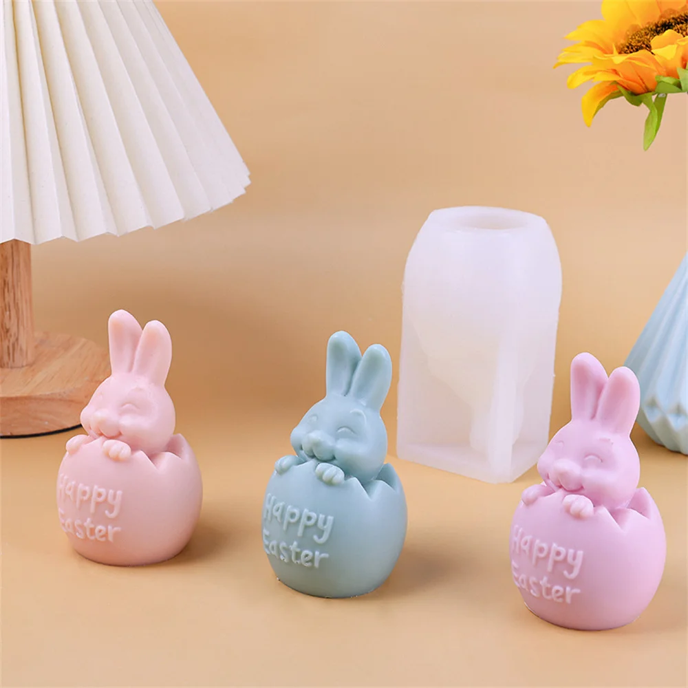 Handmade Silicone Happy Easter Hatchling Bunny Candle Mold Rabbit Resin Ice Cube Chocolate Baking Mould Home Decor Gifts 2025