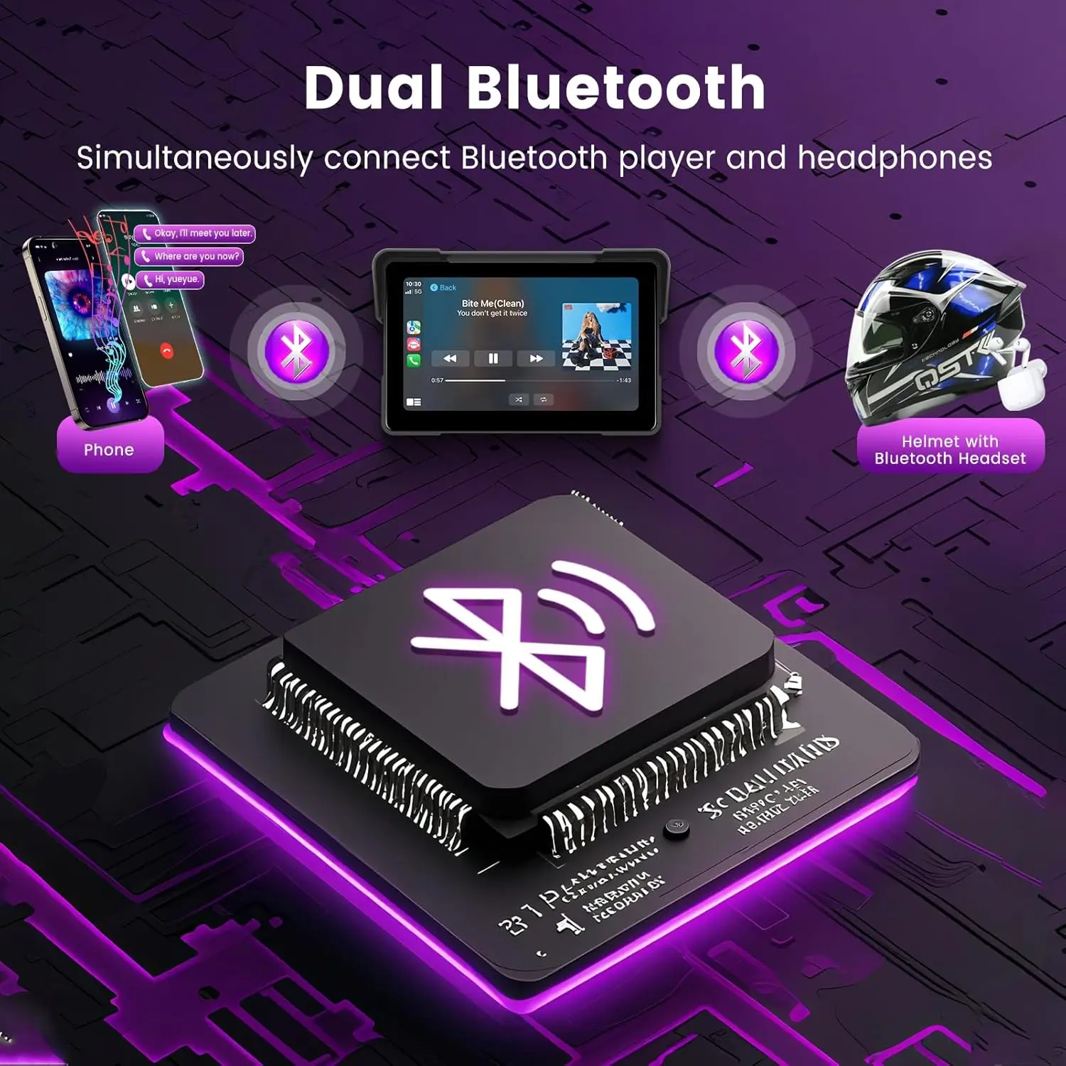 Srnubi Tragbare Motorrad GPS Navigation Wasserdichte Drahtlose Carplay 5/7 "Bildschirm Motorrad Android Auto Bluetooth Monitor DVR – Detail 7