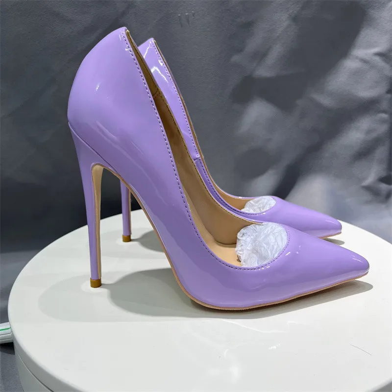 Heelgoo Glossy Light Purple Women Elegant Stiletto Pumps Ladies Wedding Bridesmaid Shoes 3\