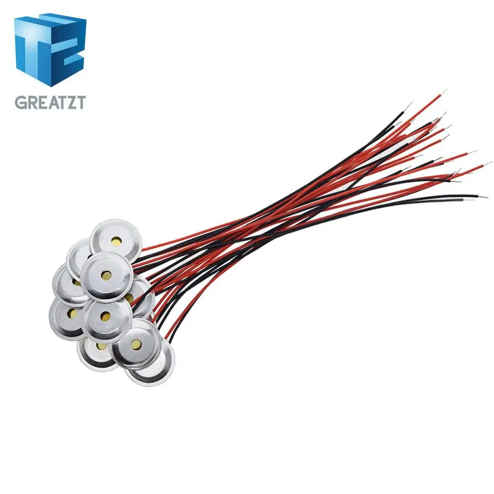 

GREATZT 10 шт. пьезоэлектрическая пьезокерамическая вафельная пластина диаметром 15 мм для громкоговорителя зуммера + алюминиевый корпус