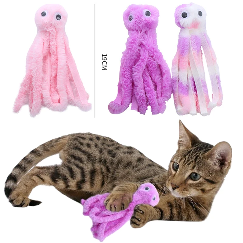 

Interactive Cats Toys for Kitten Dogs Octopus Plush Toy Pet Cleaning Brushing Teeth Toys Pets Resistance Playing Accessories