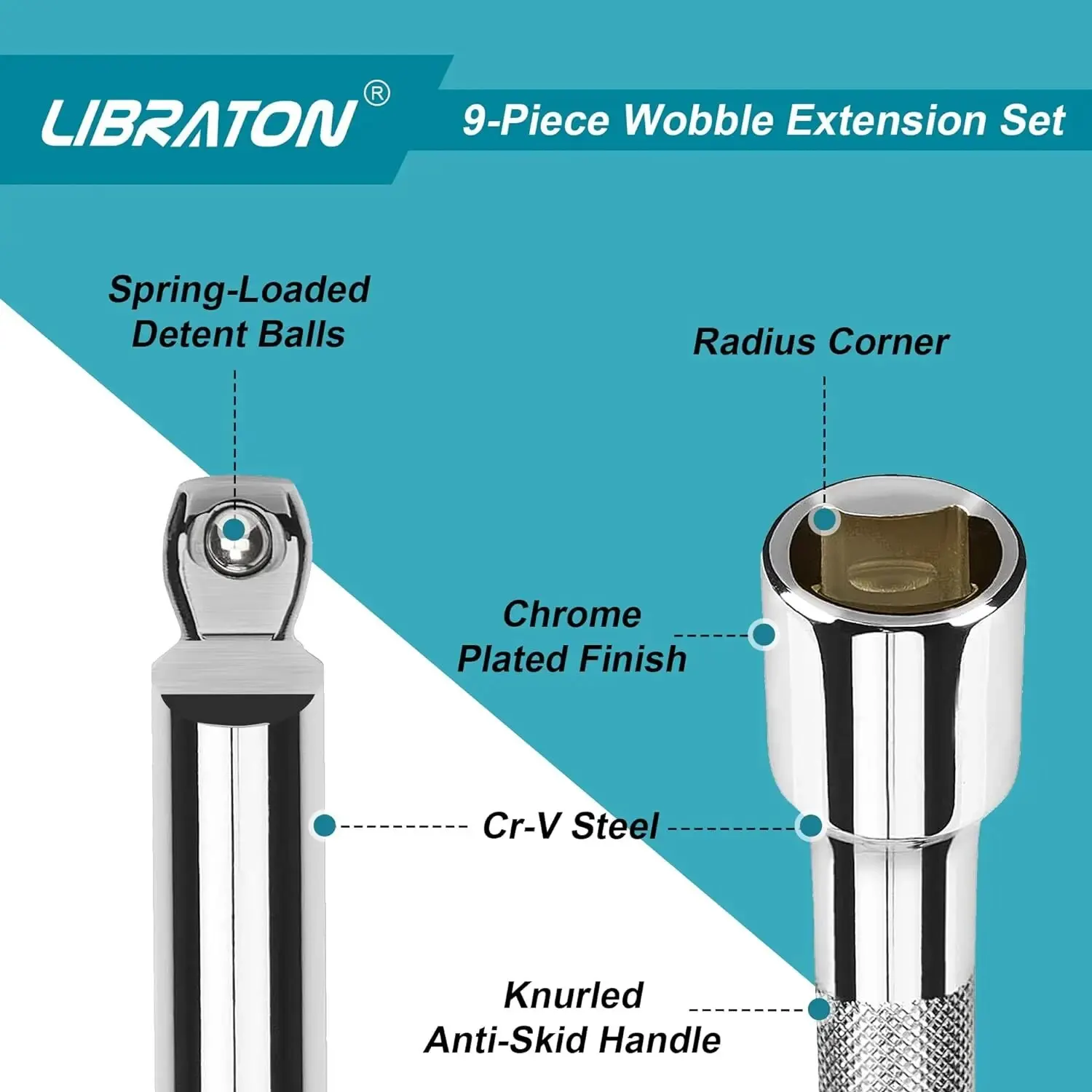 Libraton Wobble Extension Set Socket Extensions Set Ratchet Extensions 1/4\