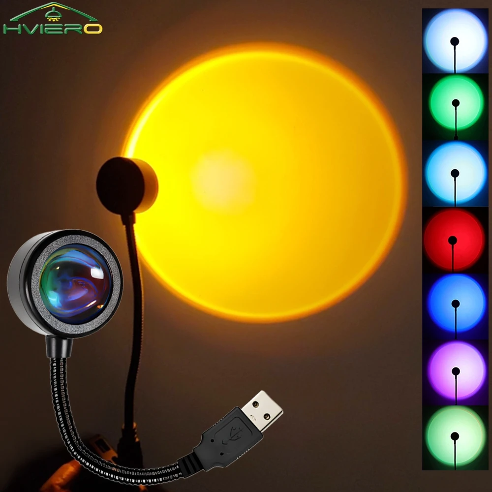 1/2/4X LED Sunset Lamp Nightlights USB Projector Birthday Party Decoration Mood Lights For Bedroom Living Room Wall Photography