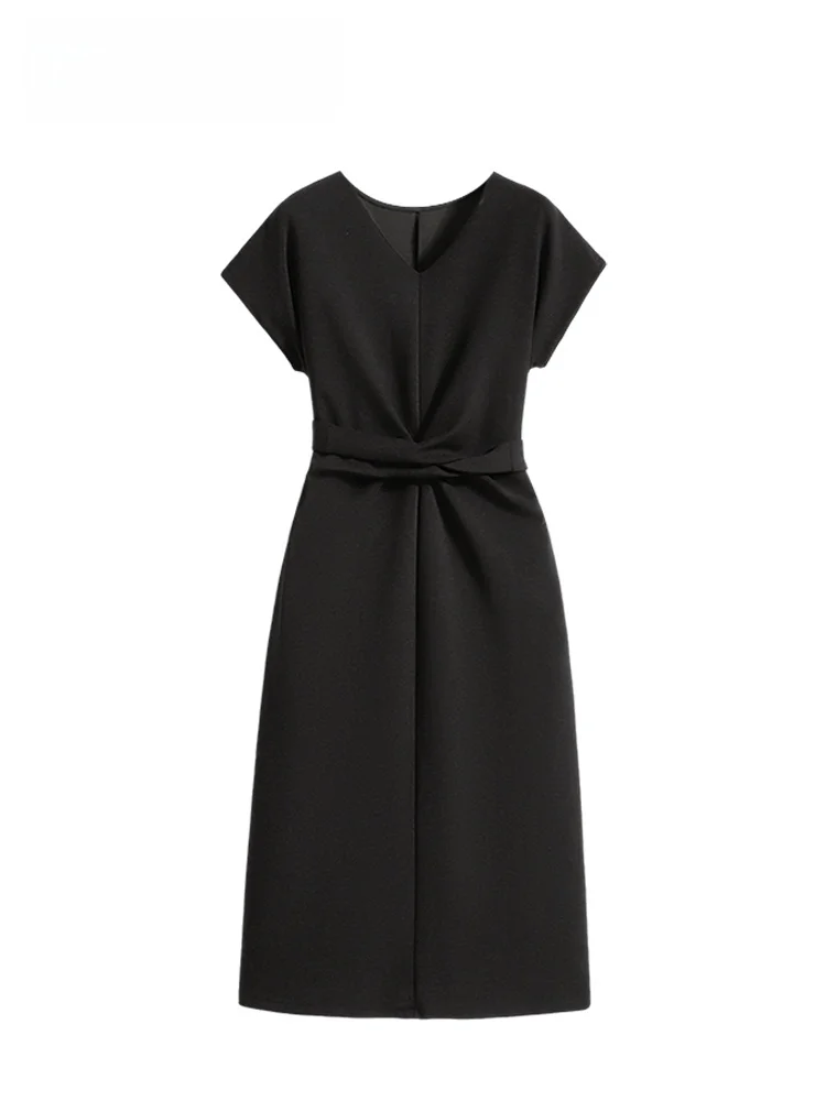 

Fashionable plus Size Short Sleeve Dress Women's Spring Summer New Style Slimming A-Line Skirt Casual Polyester Fiber V-Neck