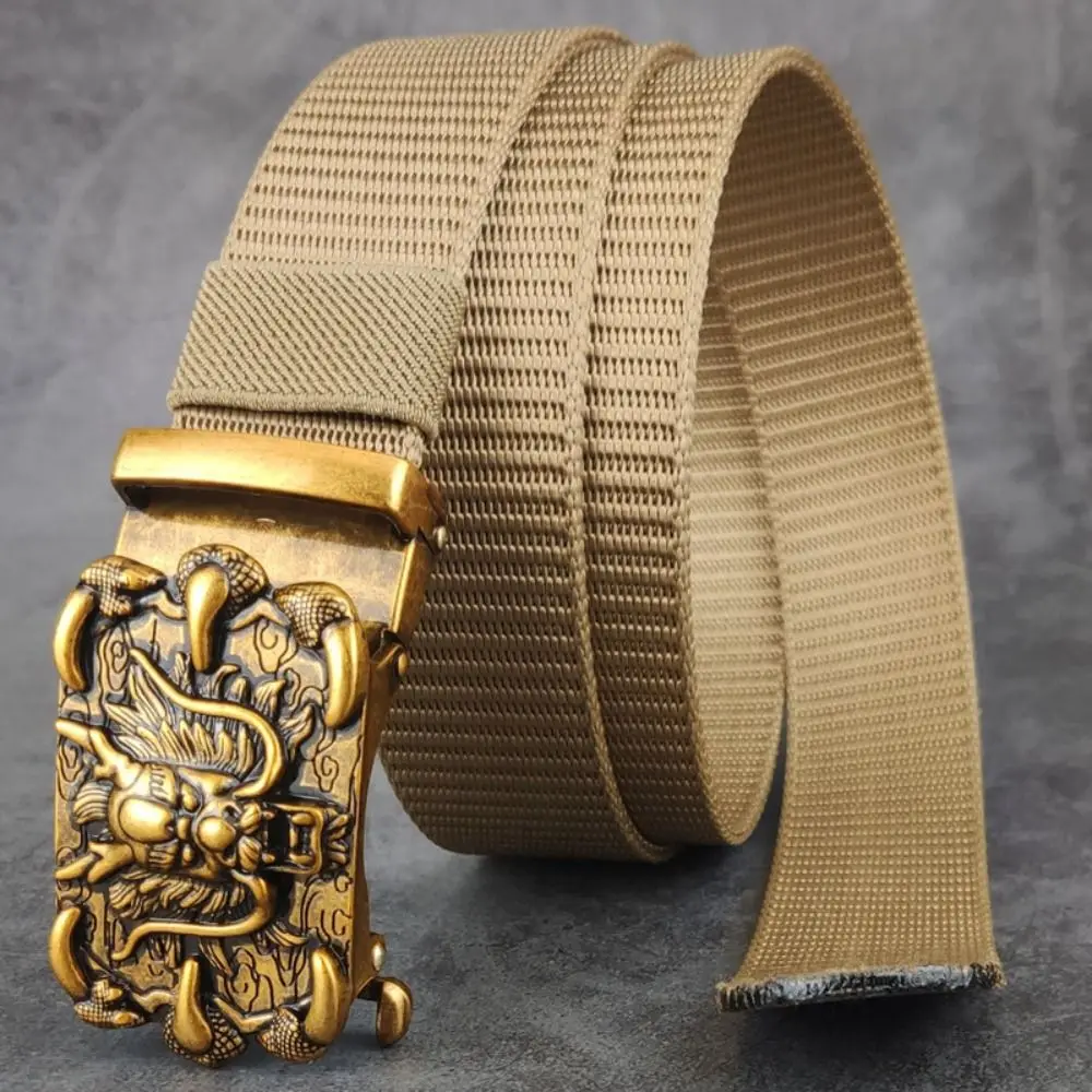 

Trendy Dragon Head Nylon Braided Belt Simple Wild Style Luxury Brand Weave Waist Band Business Casual Canvas Strap