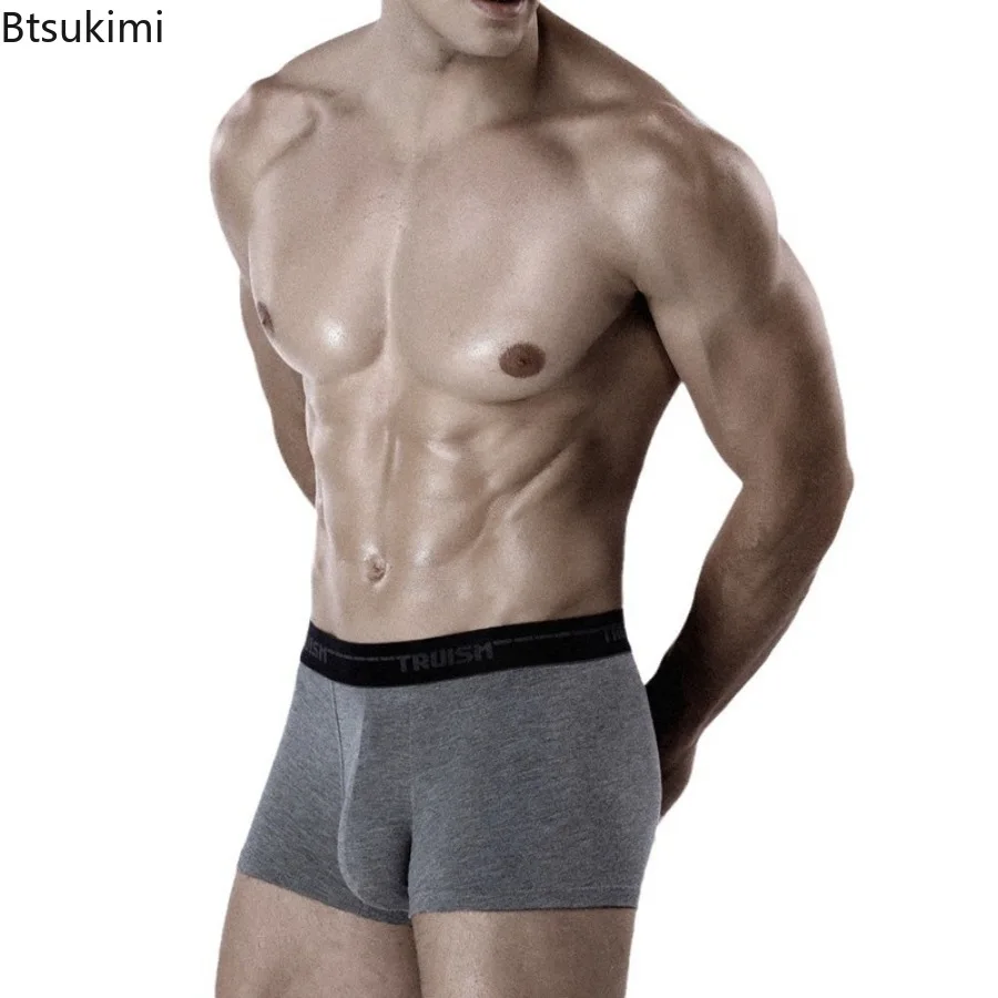2025 Men's Modal Underwear Boxer Shorts Panties Solid Color Shorts Underpants for Men U-shaped Breathable Mid Waist Shorts Male