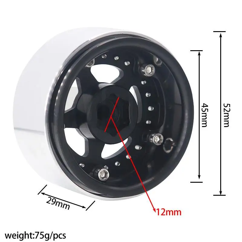 Model Car Metal Alloy 1.9 Inch Beadlock Wheel Rims Hubs for Axial SCX10 CC01 D90 1/10 RC Crawler Car Truck Parts