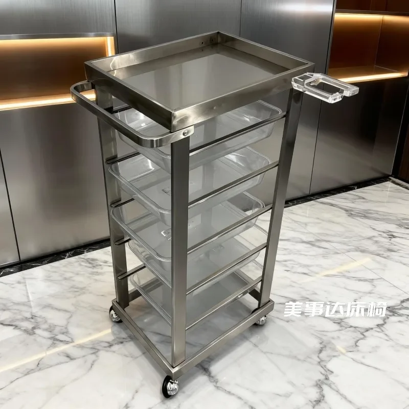Stainless steel rack for hair salon, barber shop, barber shop storage, folding cart, tool cabinet display rack