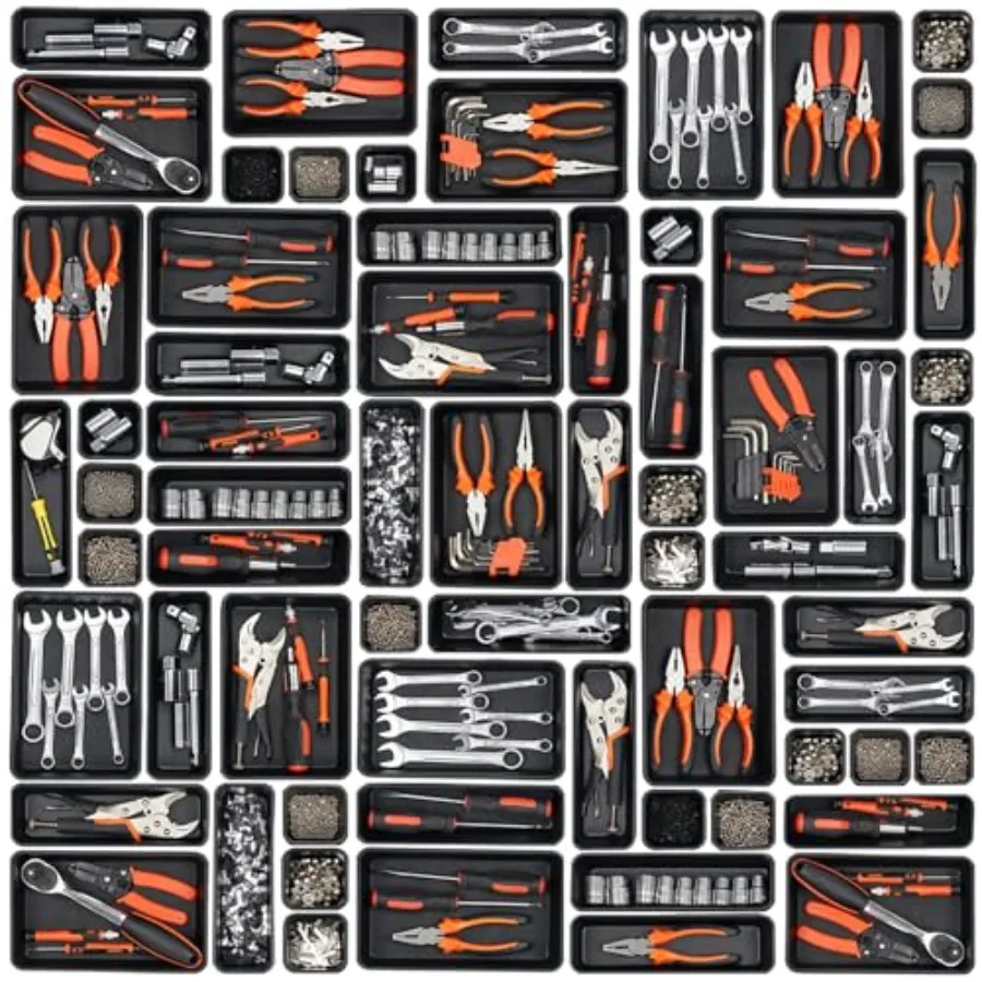 

Набор из 45 органайзеров-разделителей для ящиков инструментальных шкафов, тумбочек и гаражного хранения, для передвижных инструментальных тележек C