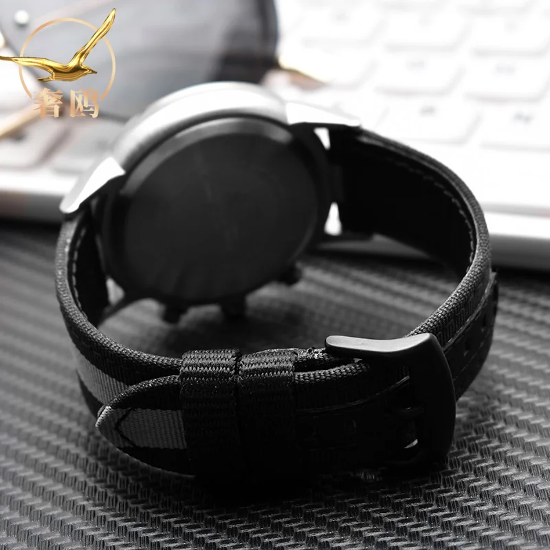 20MM 22MM Bracelet For Armani AR1948 1968 1918 Nylon Leather Watch Strap L-uigi Men's High-quality Canvas Watchbands Accessories