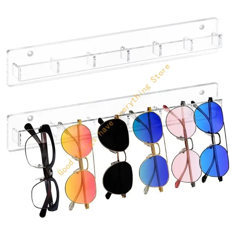 

2 Pack Acrylic Sunglasses Wall Organizers 6 Slots Clear Display Rack for Eyewear 55KF
