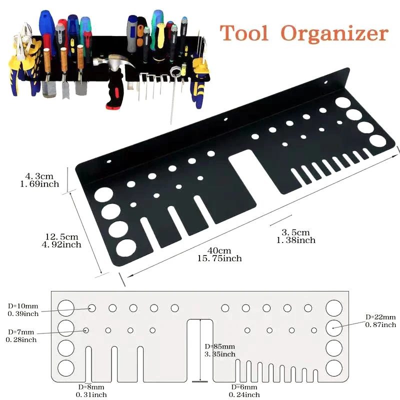 Screwdrivers Tool Holder Organizer Hammer Pliers Wall Mounted Metal Storage Rack Organizer Workshop Workbench Small Tool Storage