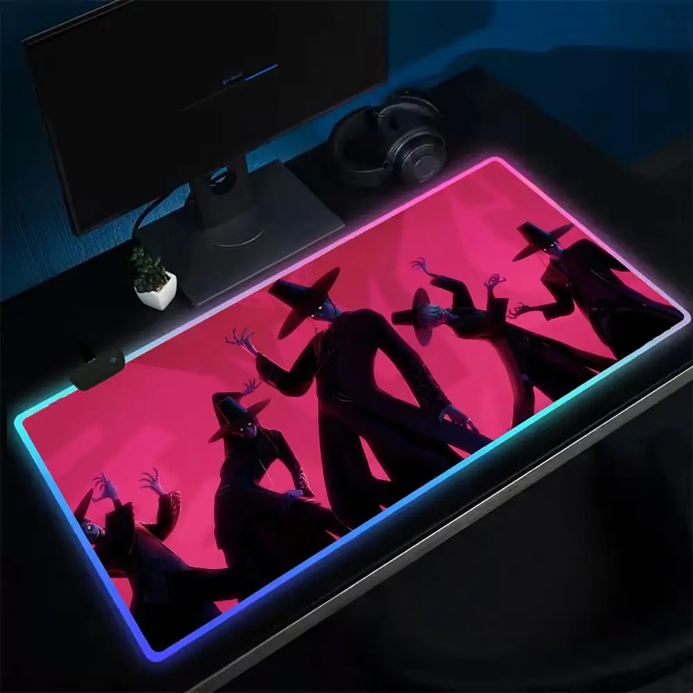 

Коврик для мыши Super Demon Hunters, игровой коврик для мыши в стиле аниме, светодиодные настольные коврики с подсветкой, резиновые настольные коврики XXL RGB