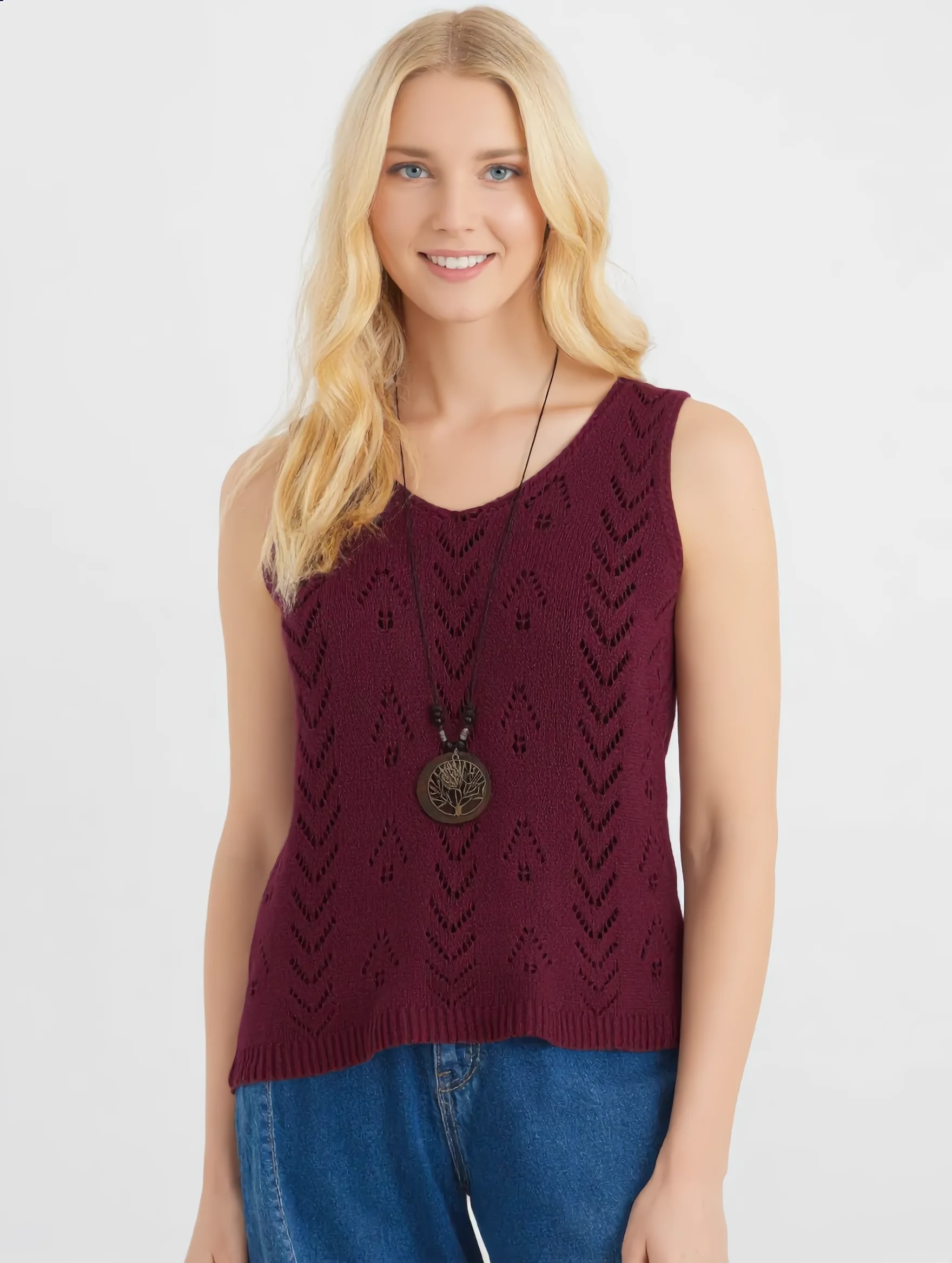 

Европейский и американский стиль: новый женский свободный вязаный жилет с V-образным вырезом без рукавов, универсальный жилет.