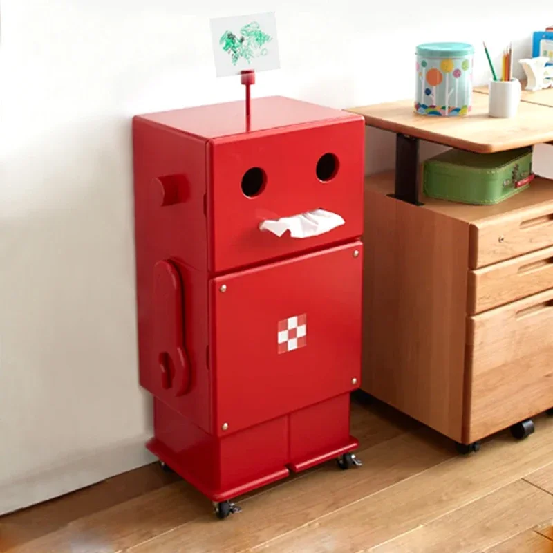 Children's robot bookcase storage cabinet storage cabinet living room sofa side cabinet with wheels movable