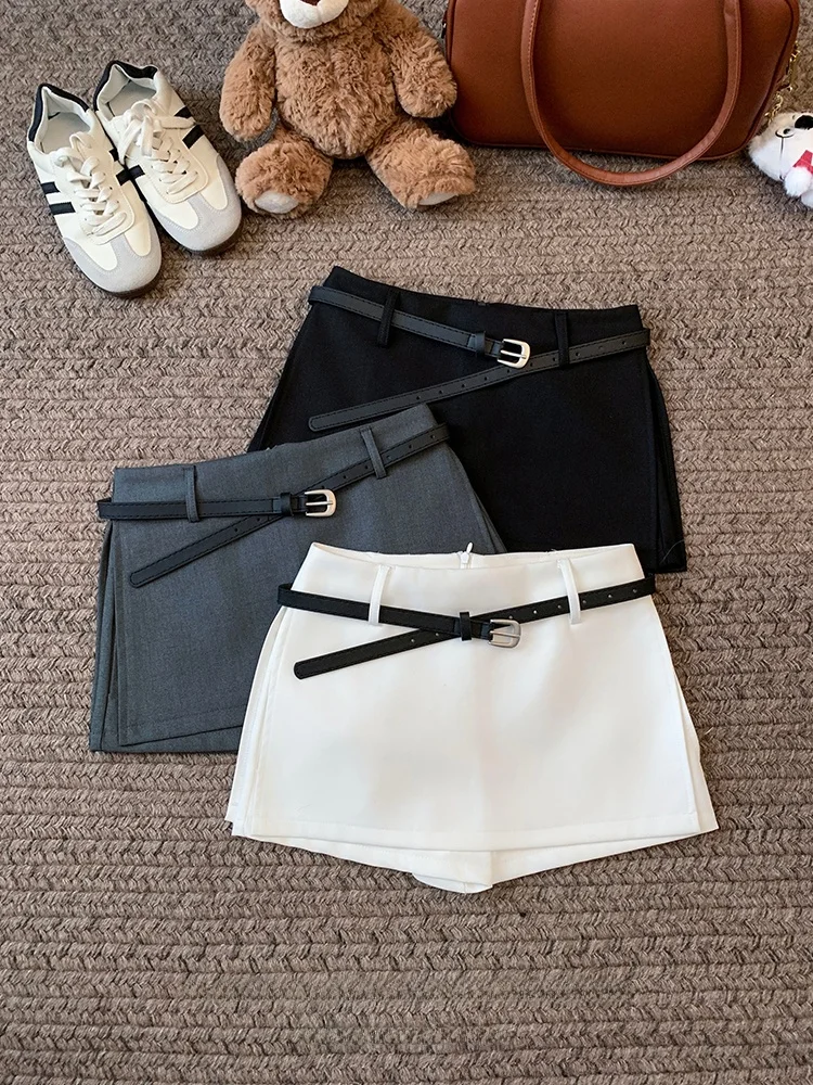 falda Blanca de Cintura Alta, Estilo Línea A, Adeazante, para Mujer, Verano, Nuevo Estilo, Talla Pequeña, Falda Nea d...