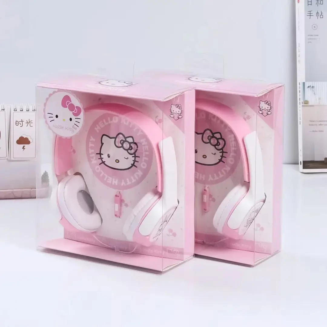 Przewodowy zestaw słuchawkowy Sanrio Hello Kitty Anime 3.5MM Surround Sound HD Mic do PS4 PS5 XBox Android Telefony PC Laptop Gamer Słuchawki