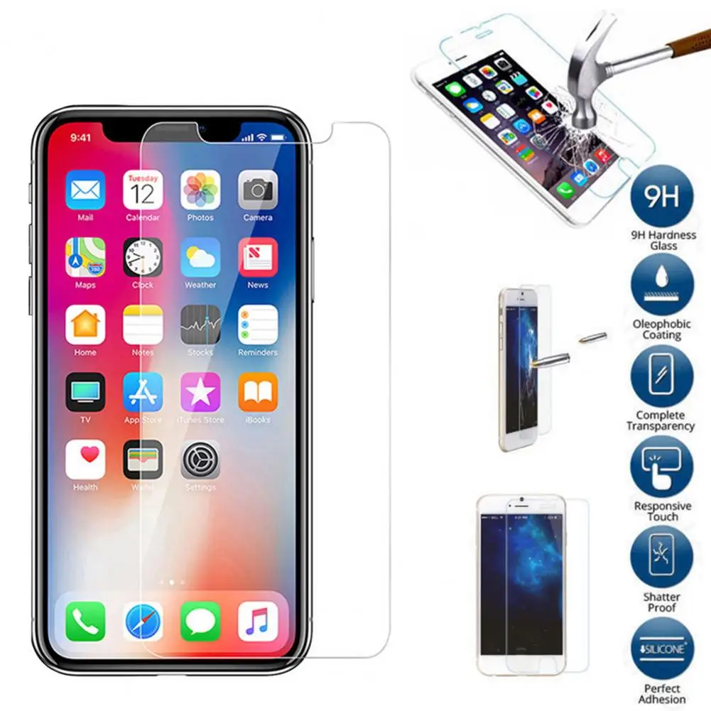 Protector de pantalla de vidrio templado antirreflectante, película protectora a prueba de aceite para iphone X y Apple