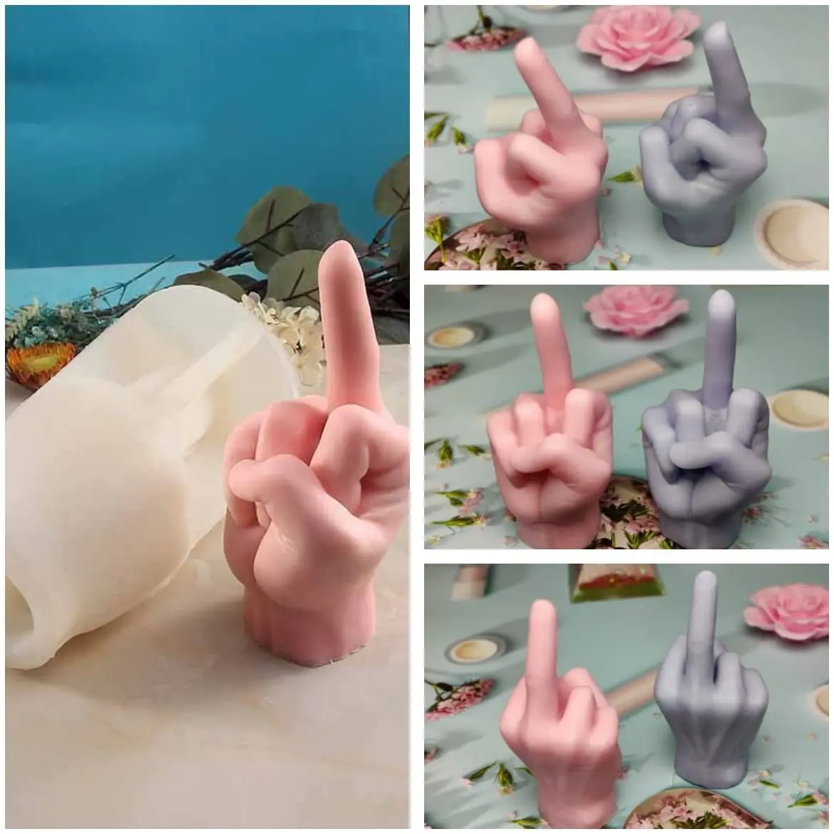 Middle Finger Gesture Silicone Mold - Handmade Creative Gypsum Aromatherapy Ornament Cake Decoration Mold