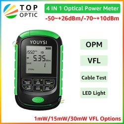 YOUYSI New Optical Tester Tool Fiber Optic Power Meter Network Cable Test OPM with Visual Fault Locator and LED Lighting VFL