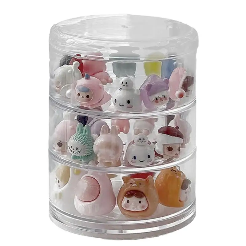 Clear Display Case Round Action Figures Holder Box Multi-layer Container Rotatable Holder Organizer for Hair Accessories Jewelry