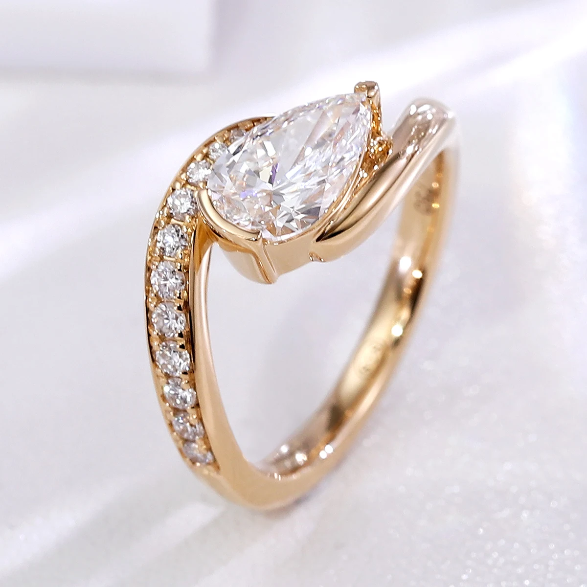 Provence Twisted ring 9K 10K 14K Gold 2ct IGI Lab Diamonds Gradient Engagement wedding Ring Fine jewelry Women Christmas Gifts