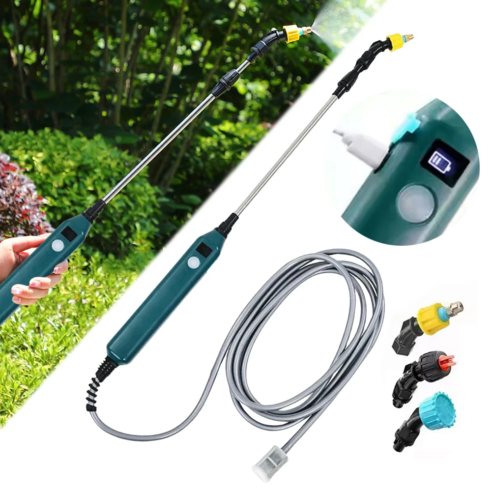 

2400mAh Electric Sprayer Telescopic Wand with Battery Indicator Garden Sprayer Wand Electric Watering Handle for Lawn and Garden