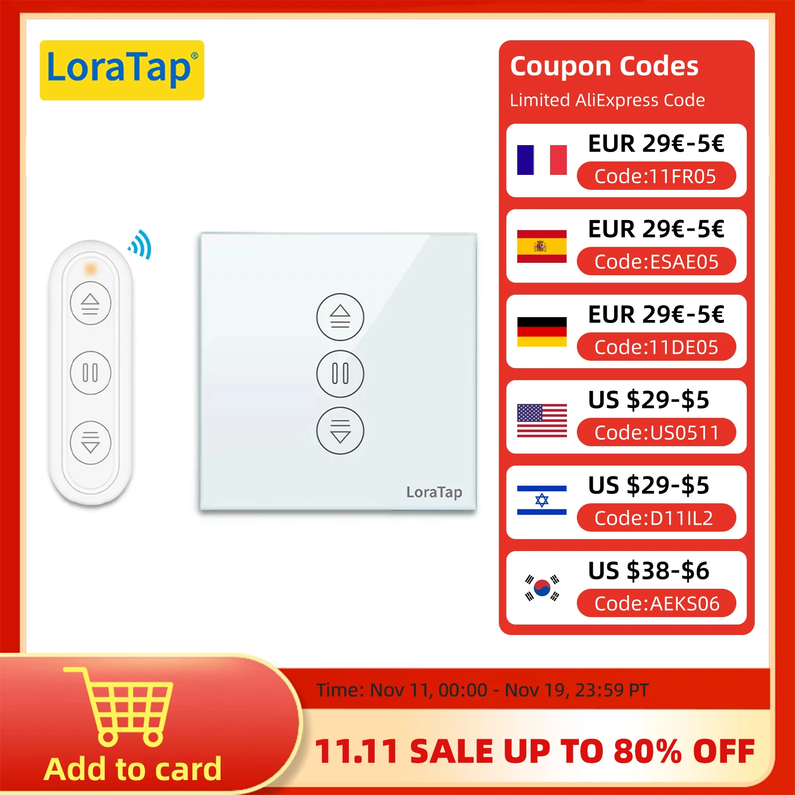 

LoraTap 7th Generation Tuya Blinds Curtain Switch with Remote Control Percentage Operate work with Google Home Alexa Smart Life
