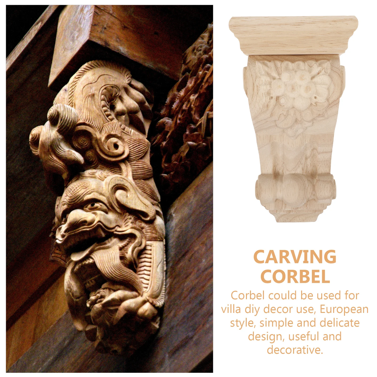 Decorative Wood Corbel Carved Solid Wood Furniture Foot Small Bracket for Cabinet European Style